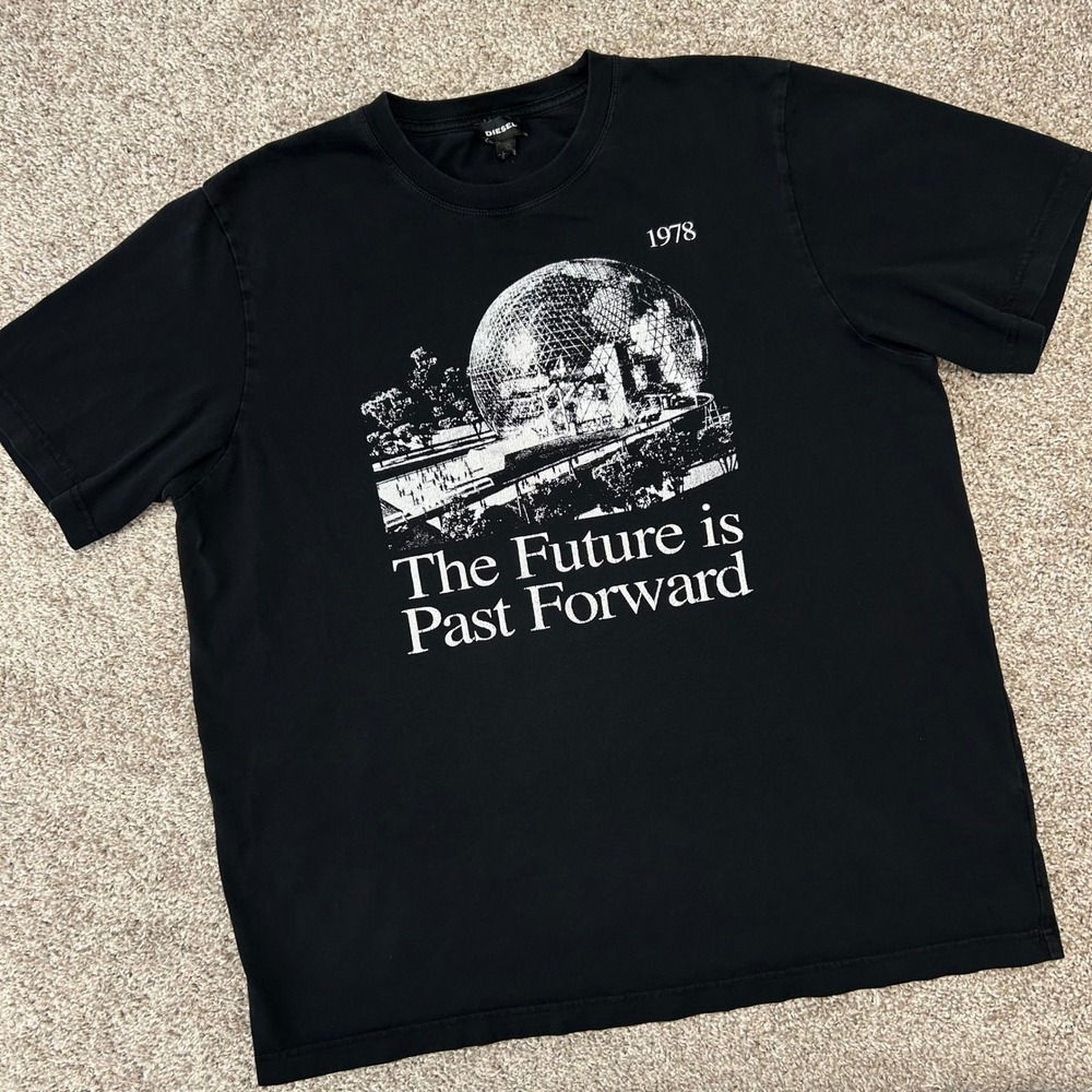 Diesel "The Future Is Past Forward" Tshirt Men NO‎ SIZE TAG (XL) Black